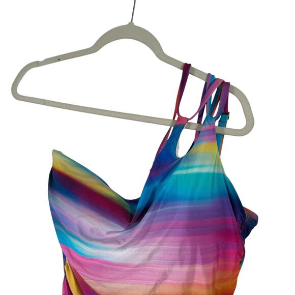La Blanca Sunset Shores Strappy One Shoulder One Piece Swimsuit Womens Plus 18W - Picture 3 of 9